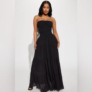 Fashion Nova Black Maxi Tiered Dress